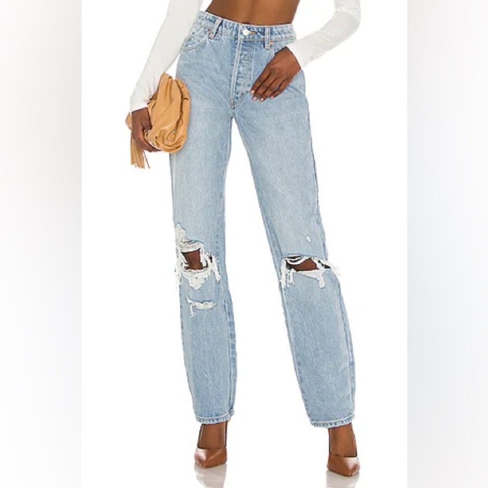 Rolla’s Classic Straight High Rise Distressed Jeans